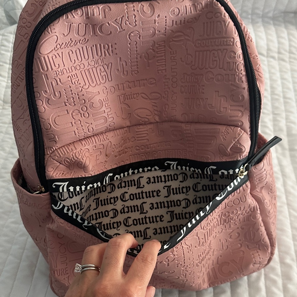 LIKE NEW!! Juicy Couture Embossed Pink Backpack - Picture 3 of 9
